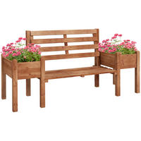 GARTENBANK, 2-Sitzer, Holzbank, mit Blumenkasten, für Garten, Terrasse, Dunkelbraun - Braun, Holz (59/95/184cm) - Outsunny