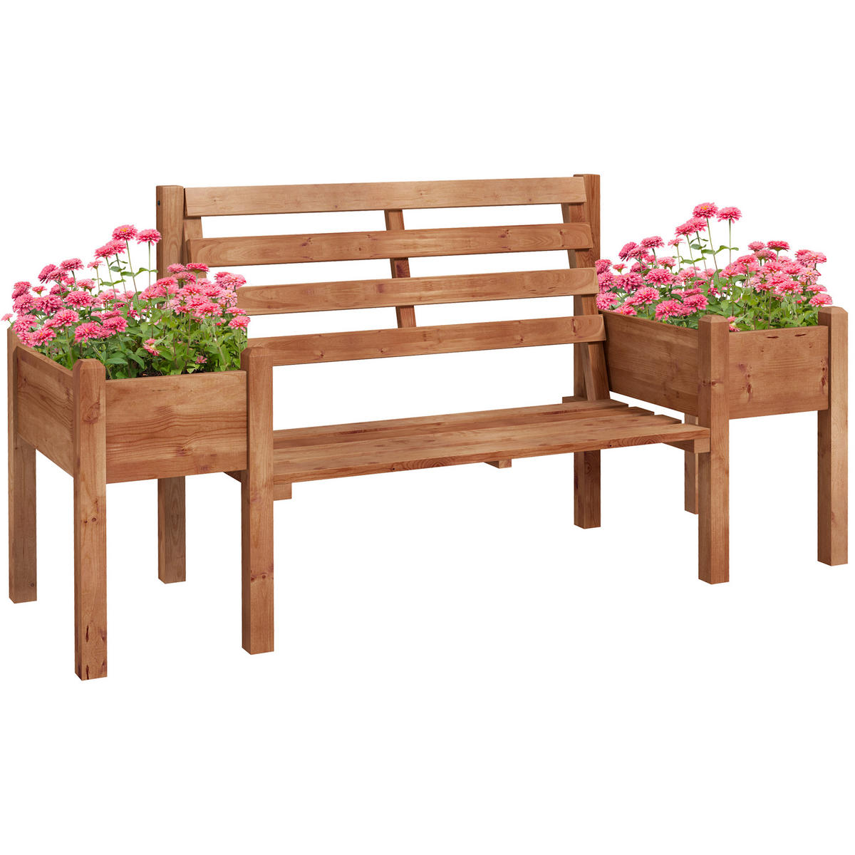 GARTENBANK, 2-Sitzer, Holzbank, mit Blumenkasten, für Garten, Terrasse, Dunkelbraun - Braun, Holz (59/95/184cm) - Outsunny