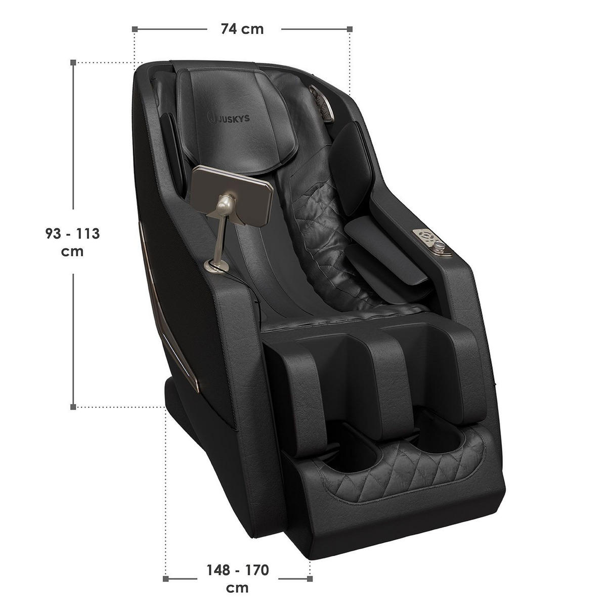 MASSAGESESSEL Paros Schwarz - Schwarz, Textil (74/113/170cm) - Juskys