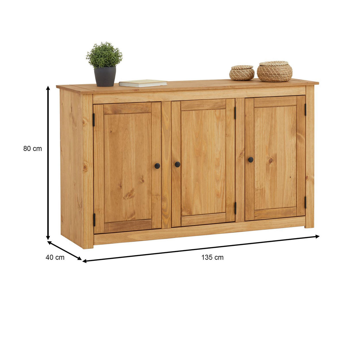 SIDEBOARD CANCUN gebeizt/gewachst - Kieferfarben, Holz (135/80/40cm) - CARO-Möbel