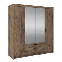 KLEIDERSCHRANK Storicos Eiche Lefkas 176,3/190,5/53 cm - 4T2S Modern mit Schubladen und Spiegel - Braun, Holzwerkstoff/Kunststoff (176.4/190.6/53cm) - AX Living