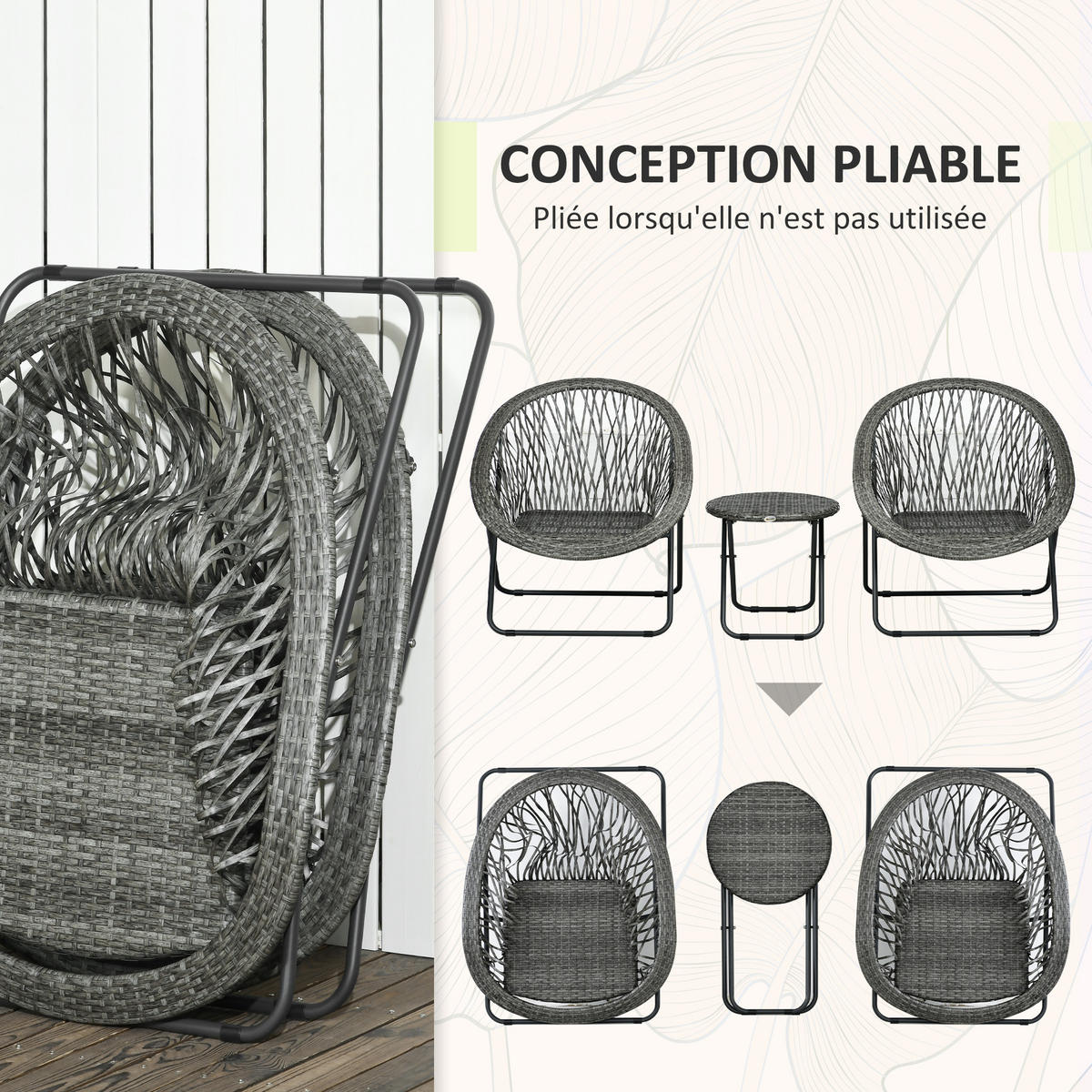 GARTENSET DE-13600 4-teilig mit Glastisch & 5 cm Kissen Natur - Grau, Metall - ComfortXL