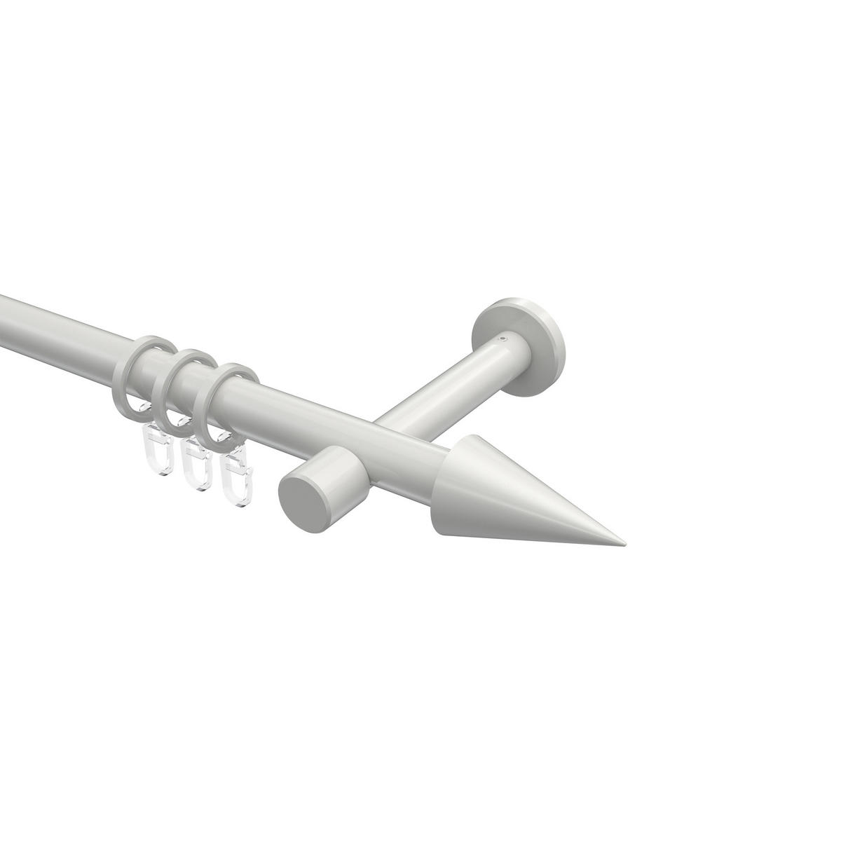 GARDINENSTANGEN-SET Prestige Savio 320 cm (geteilt in 2 x 160 cm), 1-läufig, 20 mm Ø Weiß - Weiß, Metall (320cm) - INTERDECO