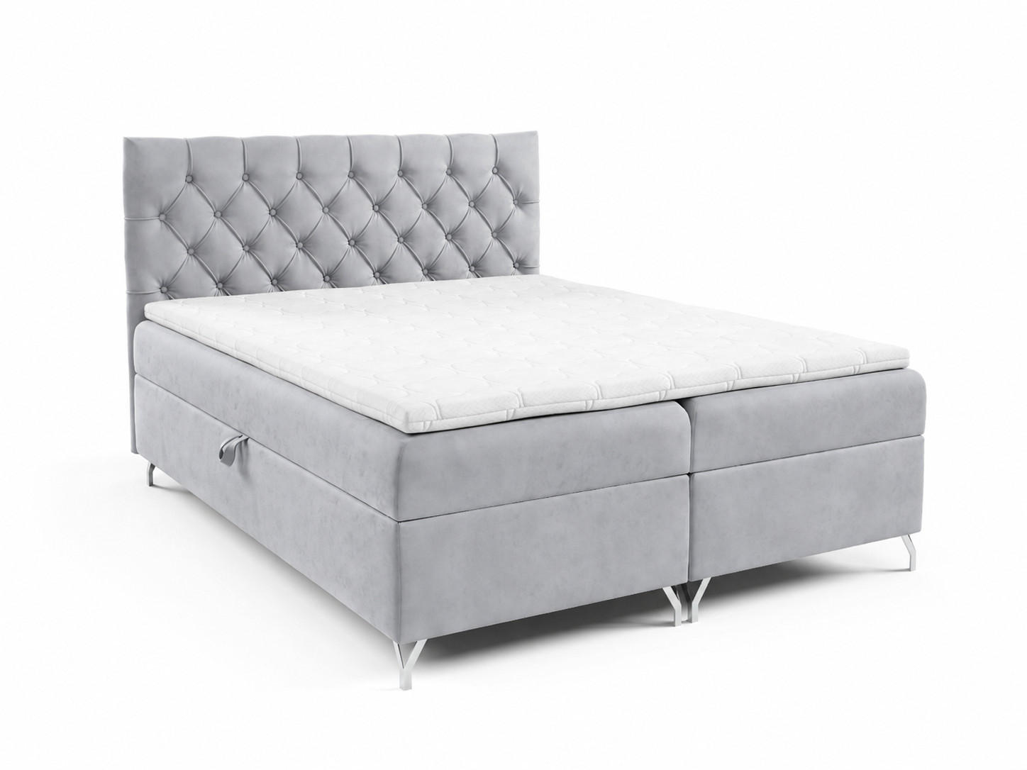 BOXBETT mit Stauraum und Topper Stahlgrau 120x200 cm - Grau, Textil (120/200cm) - Home Collective