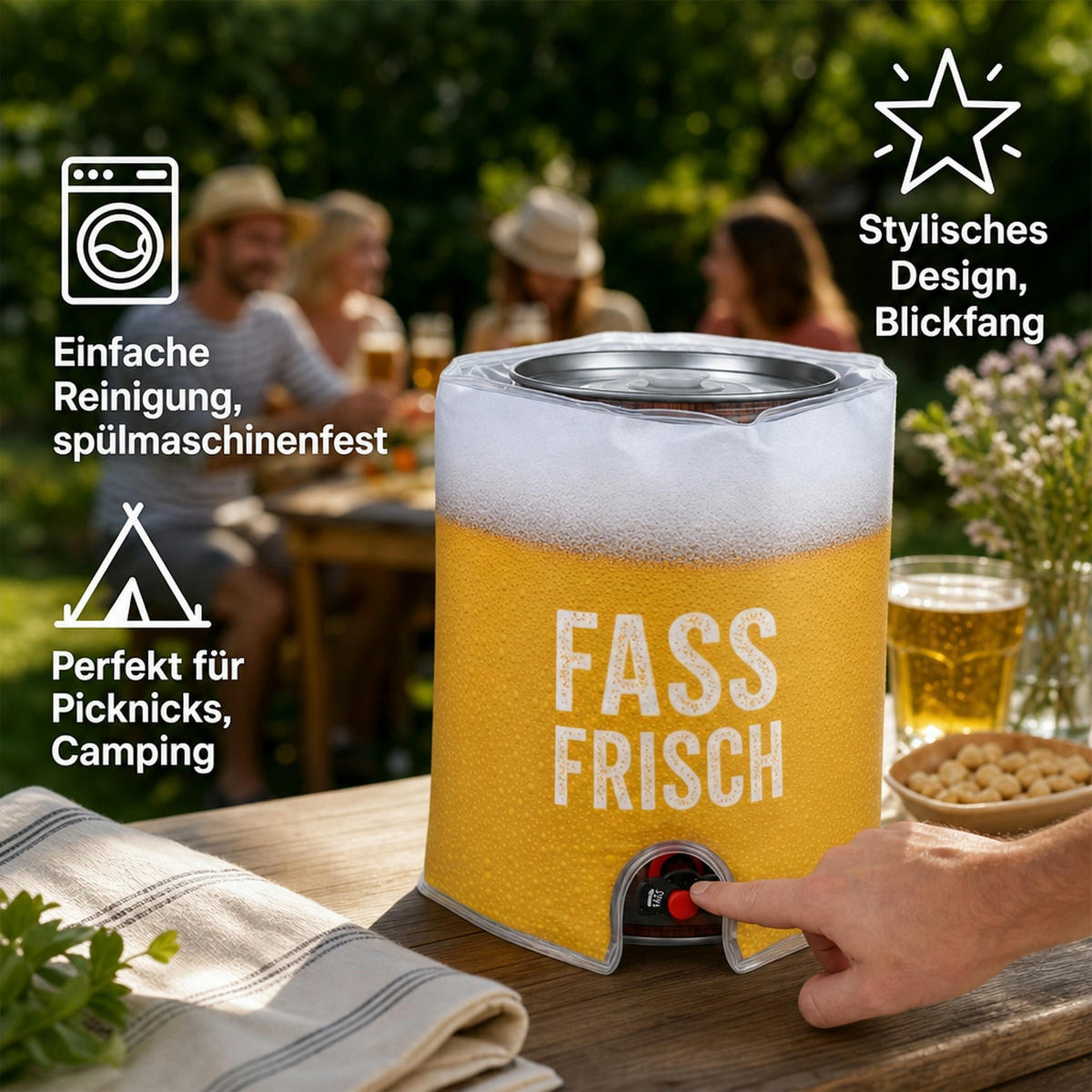 KÜHLMANSCHETTE für 5 Liter Fässer Bierfass - Transparent, Kunststoff (17/10/25cm) - ich-zapfe
