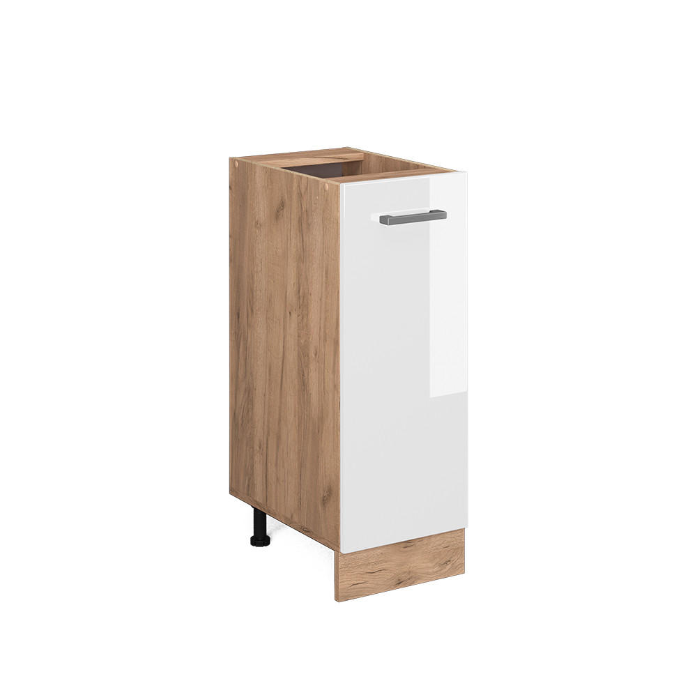 APOTHEKERSCHRANK R-Line Weiß Hochglanz 30 cm ohne AP - Honigeiche/Weiß Hochglanz, Holzwerkstoff (30/81.6/46cm) - Vicco