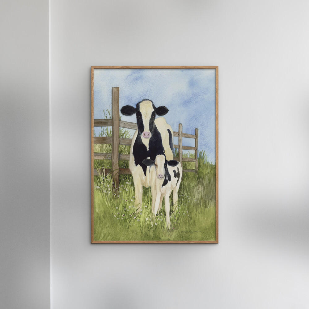 POSTER Wild Apple - Farm Family Cows - Grün, Papier (30/40/0.1cm) - Poster&Frame