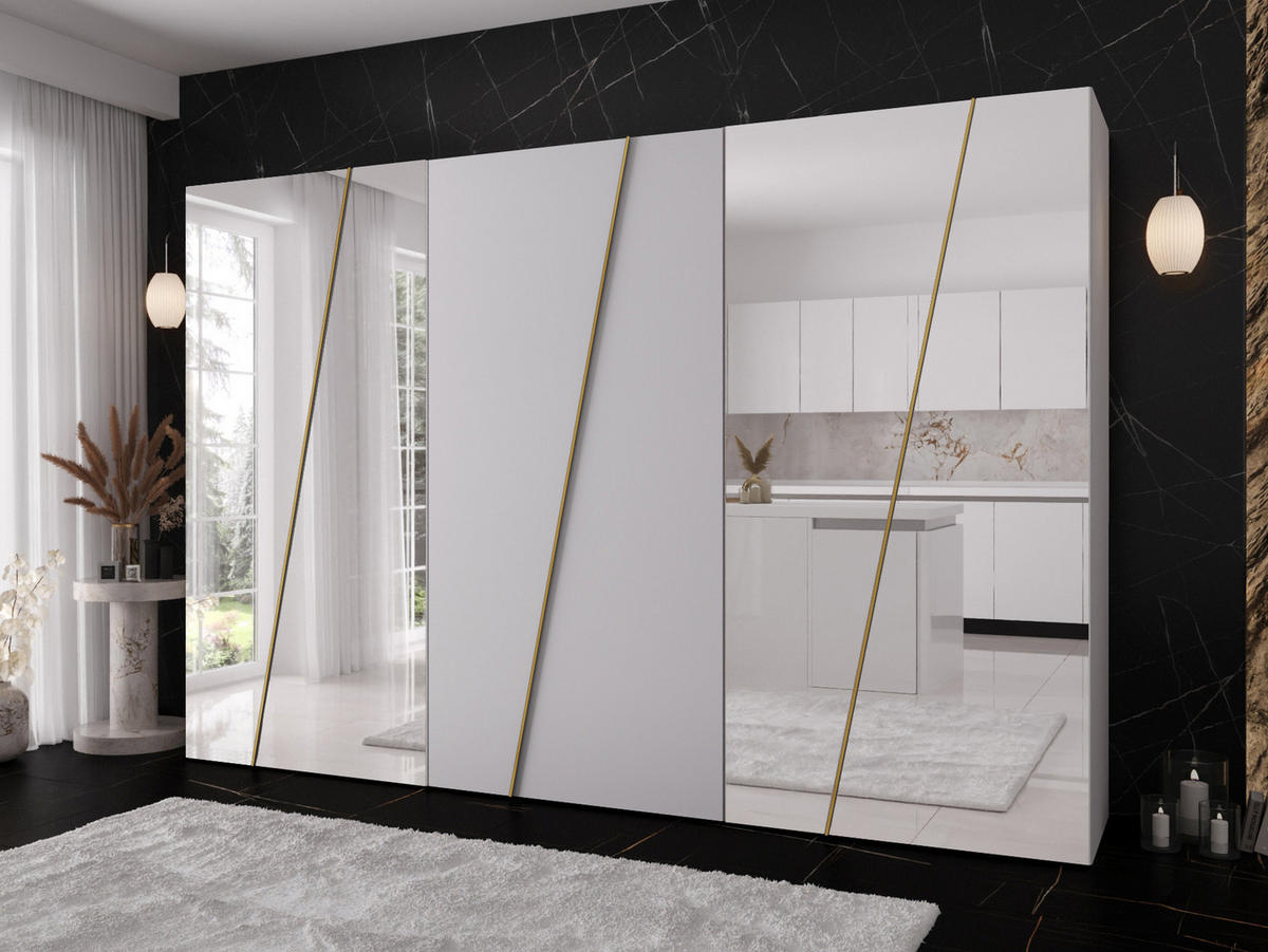 DREHTÜRENSCHRANK Zen 4L 300 cm - Goldfarben/Schwarz, Holzwerkstoff/Kunststoff (300/202/50cm) - MIRJAN24