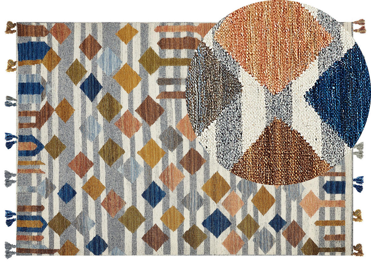 KELIM-TEPPICH Kasakh 230/160 cm - Multicolor, Textil (160/230cm) - Beliani