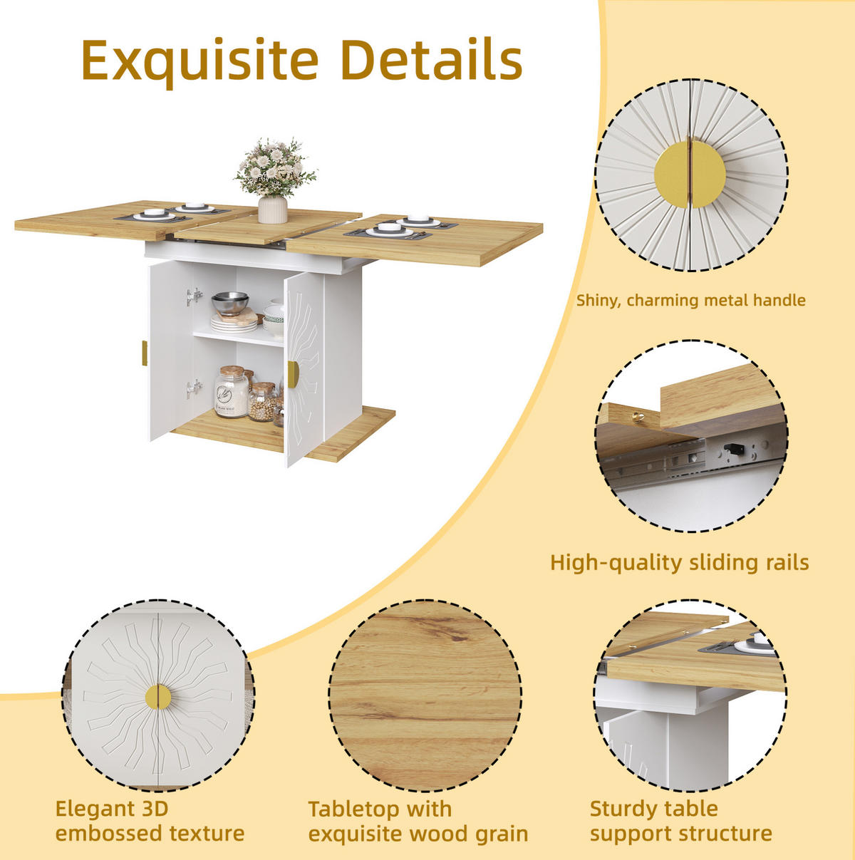 ESSTISCH 110(140)/76/70 cm Weiß aus MDF mit Ausziehfunktion - Weiß, Holzwerkstoff (110/70/76.5cm) - OKMYHOME