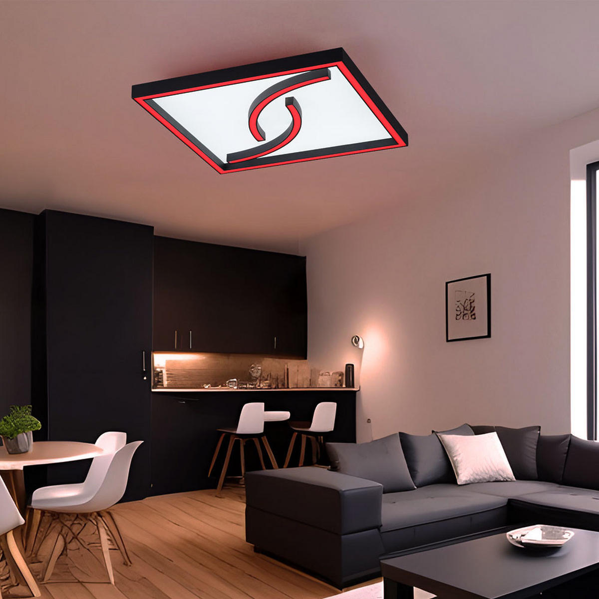 LED DECKENLEUCHTE Schwarz Metall - Schwarz, Metall (45/45/7.5cm)