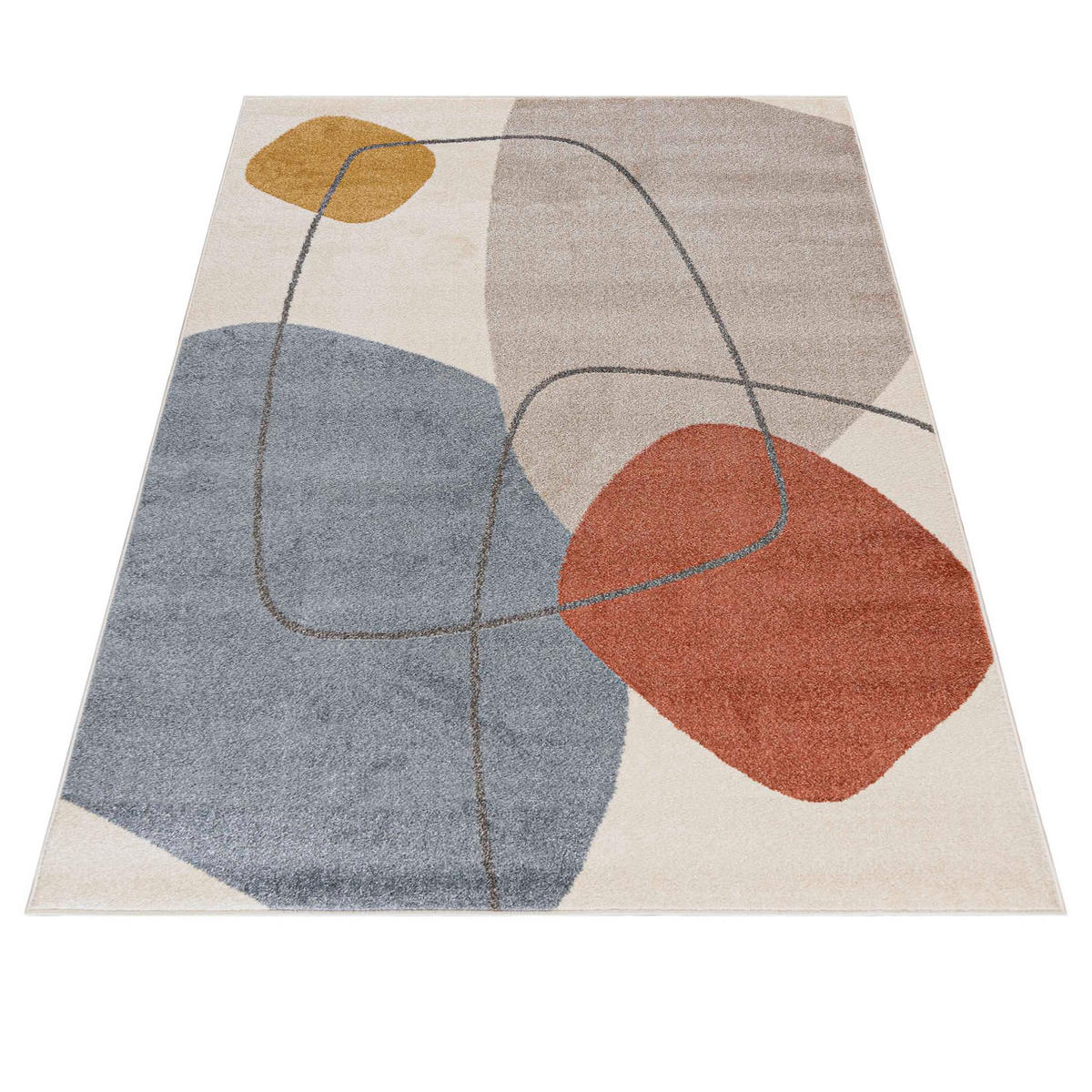 TEPPICH Beige Geometrisch In-Outdoor Pflanzlich Kurzflor Rechteckig 180 x 250 cm - Beige/Blaugrau, Textil (180/250cm) - Mazovia
