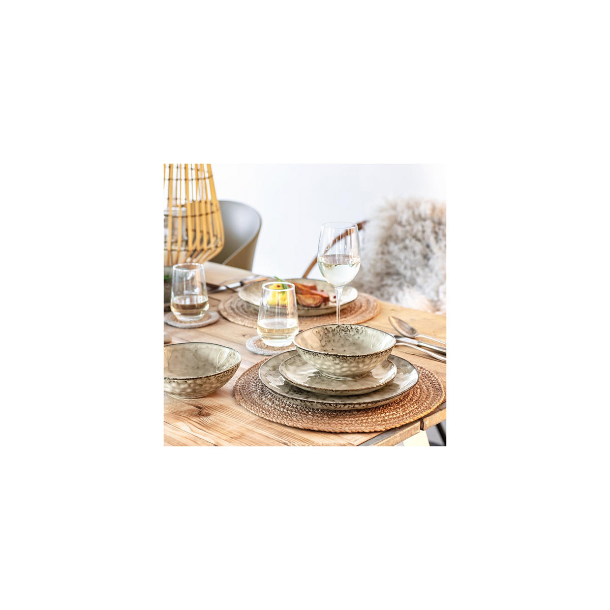 SCHALEN SET POMPEI - 4 teilig aus Steingut - Beige, Keramik (17.5cm) - Sänger