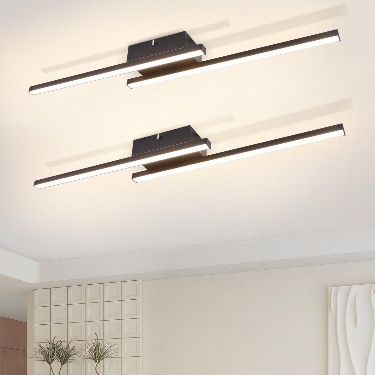 LED DECKENLEUCHTE Krythyn 61.5/7/5 cm - Schwarz, Kunststoff/Metall (61.5/7/5cm) - ZMH