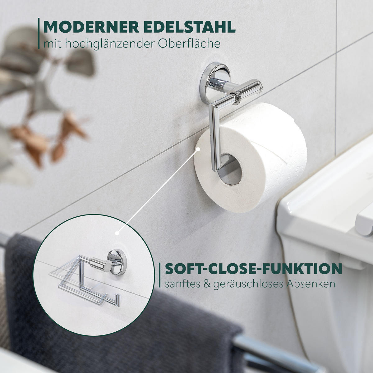 TOILETTENPAPIERHALTER LUCENTE, Edelstahl, verchromt - Chromfarben, Metall (15.5/11/6cm) - bremermann