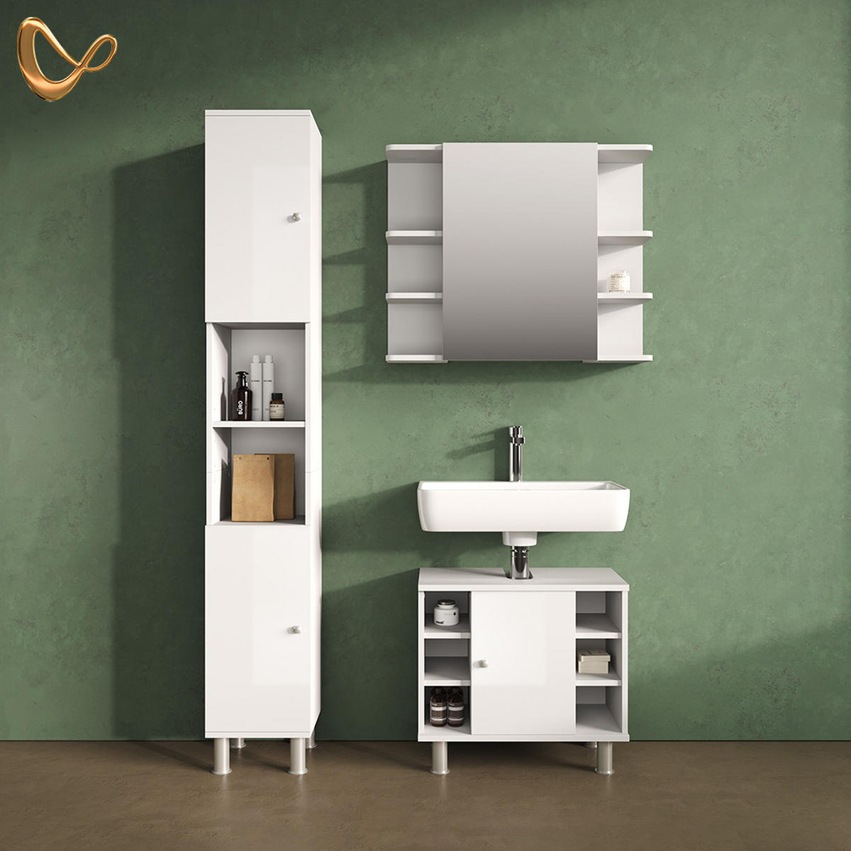 BADSPIEGELSCHRANK Fucino Weiß 79.6 x 64 cm - Weiß, Holzwerkstoff (79.6/64/21.2cm) - Livinity®