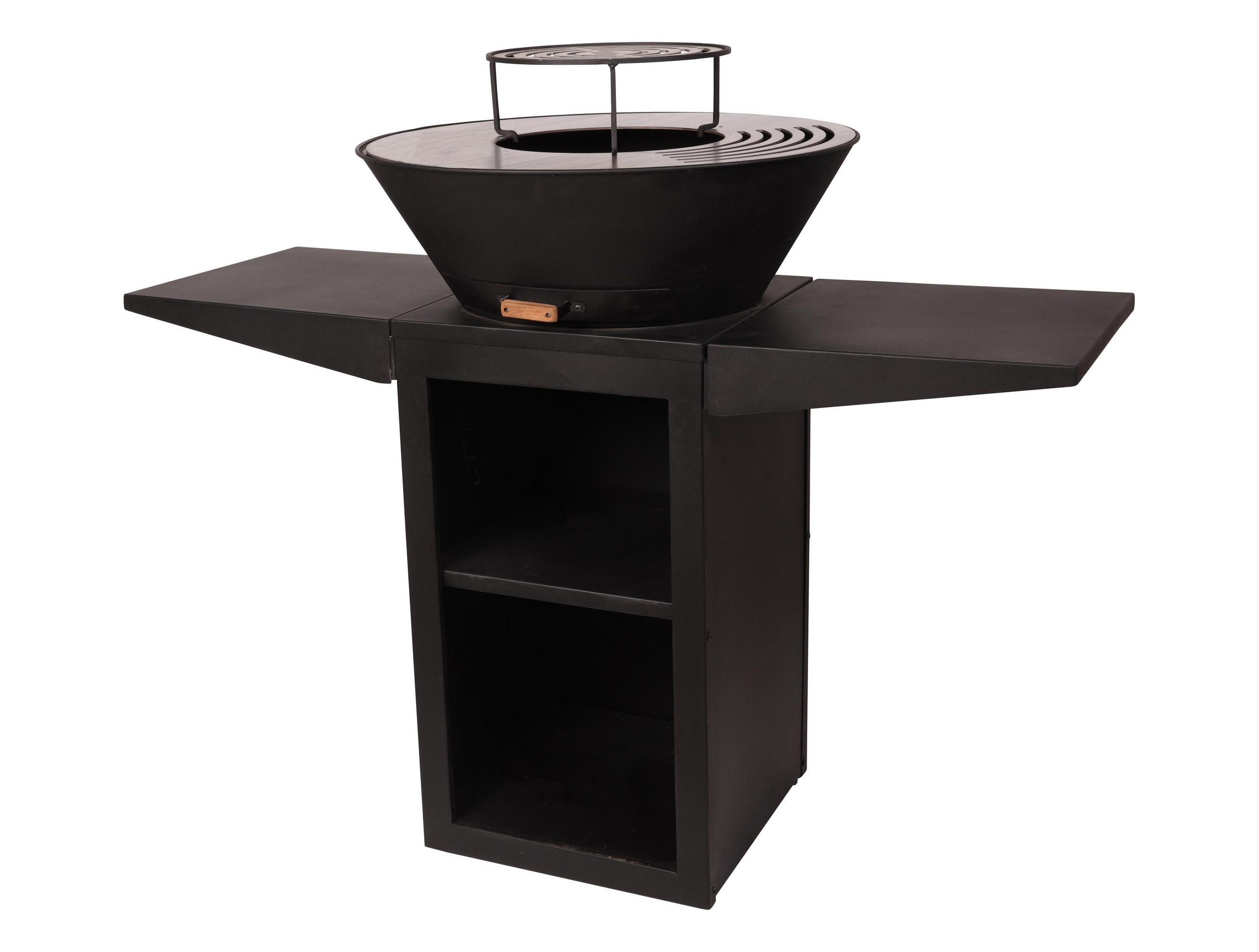 HOLZKOHLEGRILL Feuerschale Schwarz inkl. Schutzhülle - Schwarz, Metall (121/101/60cm) - Purline