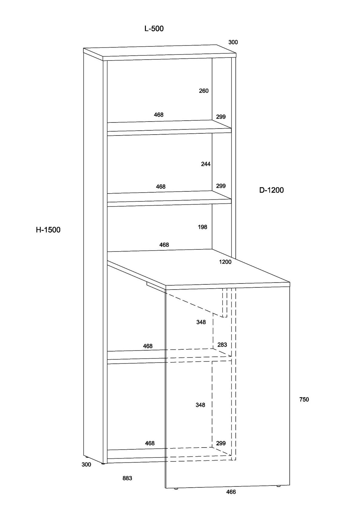SCHREIBTISCH Schwarz 50/150/120 - Schwarz, Holzwerkstoff (120/50/150cm) - RAUMHIRSCH FURNITURE