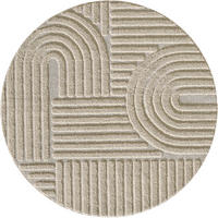 TEPPICH Hochflor Skandi-Boho Muster Polypropylen Wohnzimmer Beige Rund 120x120 - Beige, Textil (120/120cm) - KADIMA DESIGN