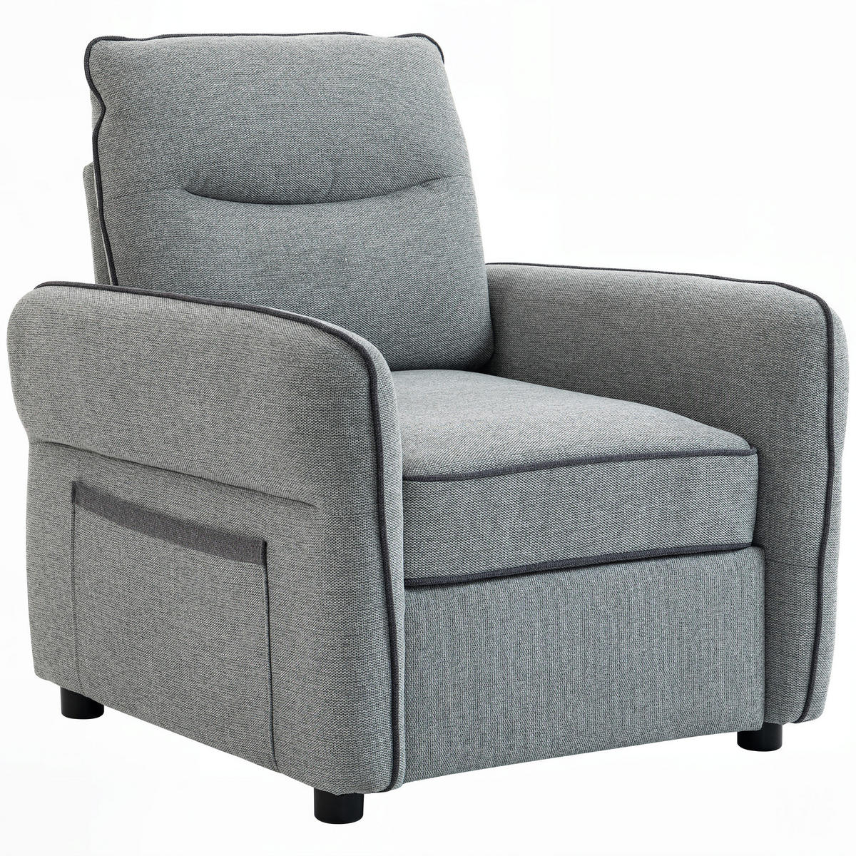 SESSEL DE-13491 1-Sitzer mit Seitentasche, ägyptischer Samt Grau - Grau, Textil (80/90/81cm) - ComfortXL