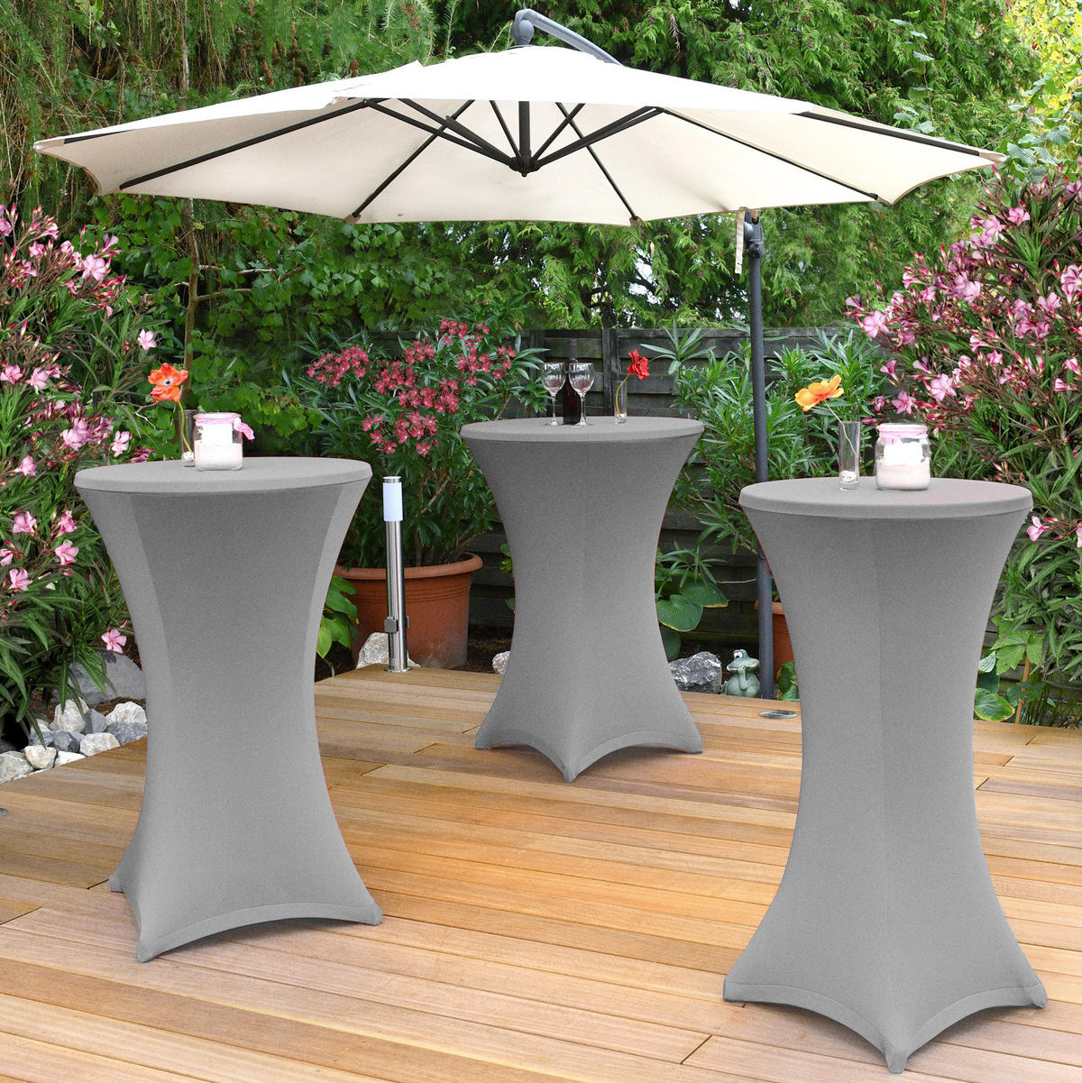 STEHTISCHHUSSE Stella Ø 80cm Silber (5tlg) - Silberfarben, Textil (80/80cm) - Beautissu 