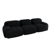 SOFA 298/103/70 cm in Schwarz aus Cord mit rutschfester Unterseite - Schwarz, Textil (103/70/298cm) - Flora Grace