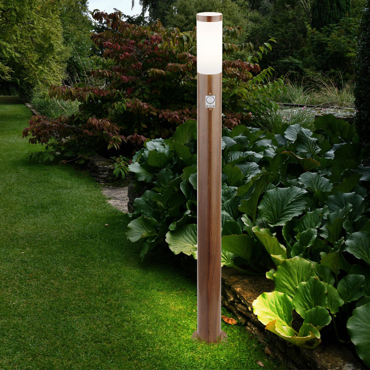 LED STEHLEUCHTE BOSTON Braun Holzoptik 2er Set - Braun, Metall (12.7/12.7/110cm) - Globo Lighting