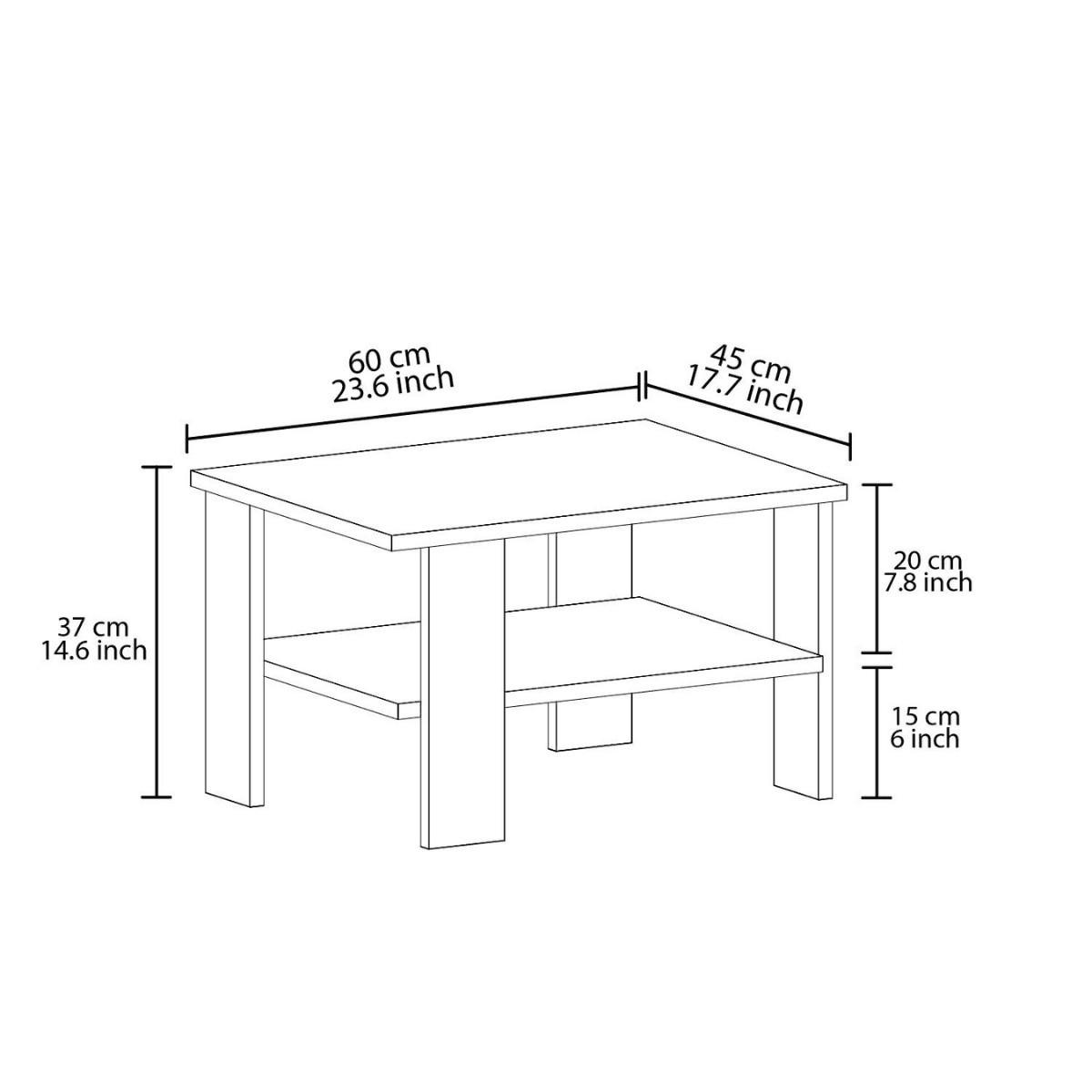 COUCHTISCH mit 1 regalboden - duama 60/45/37 cm - Grau, Holzwerkstoff (60/45/37cm) - Calicosy