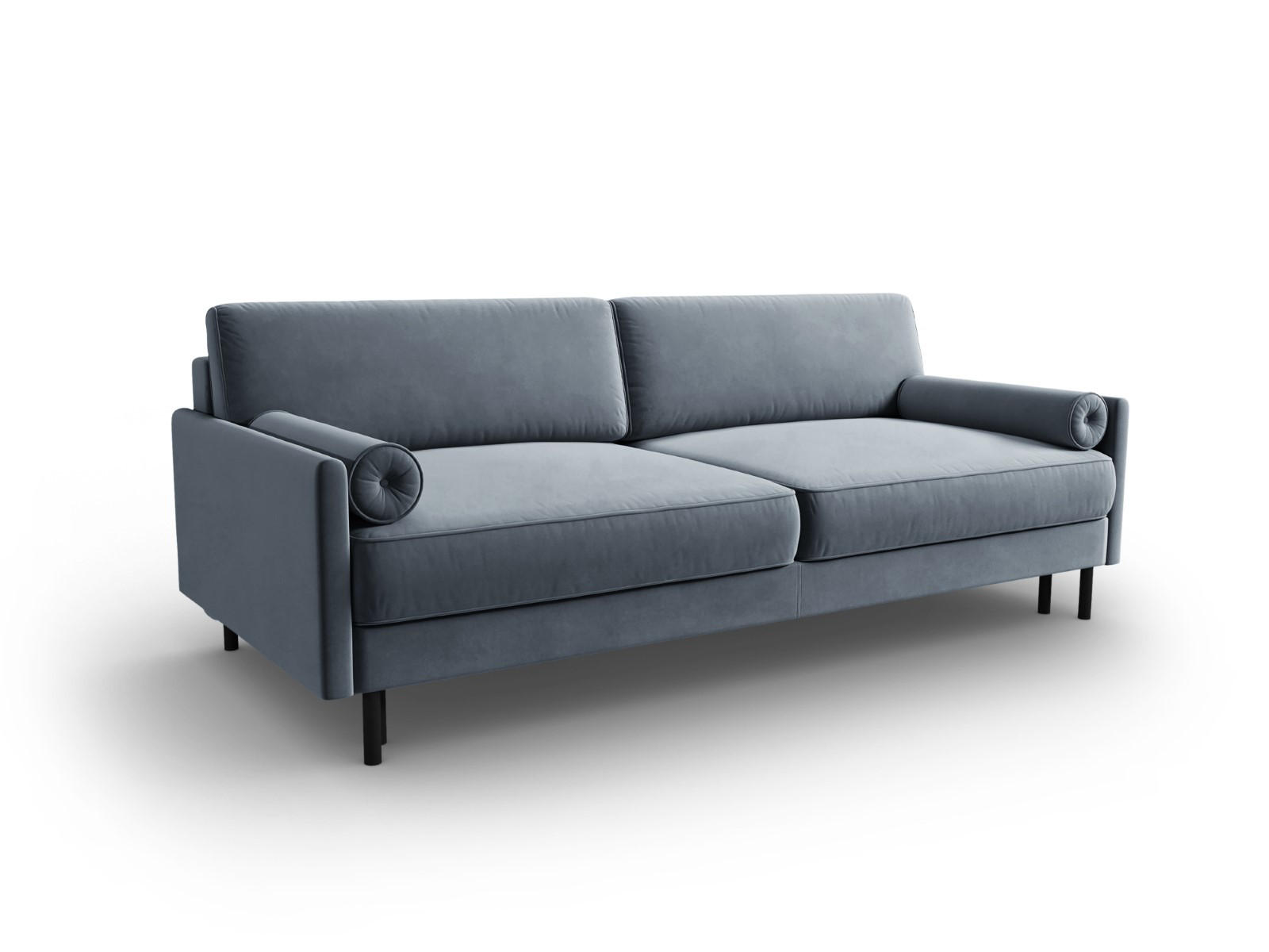 AUSKLAPPBARES-SOFA mit Bettkasten Scott aus Samt hellblau 3 Sitzplätze - Hellblau, Textil (97/87/212cm) - Micadoni