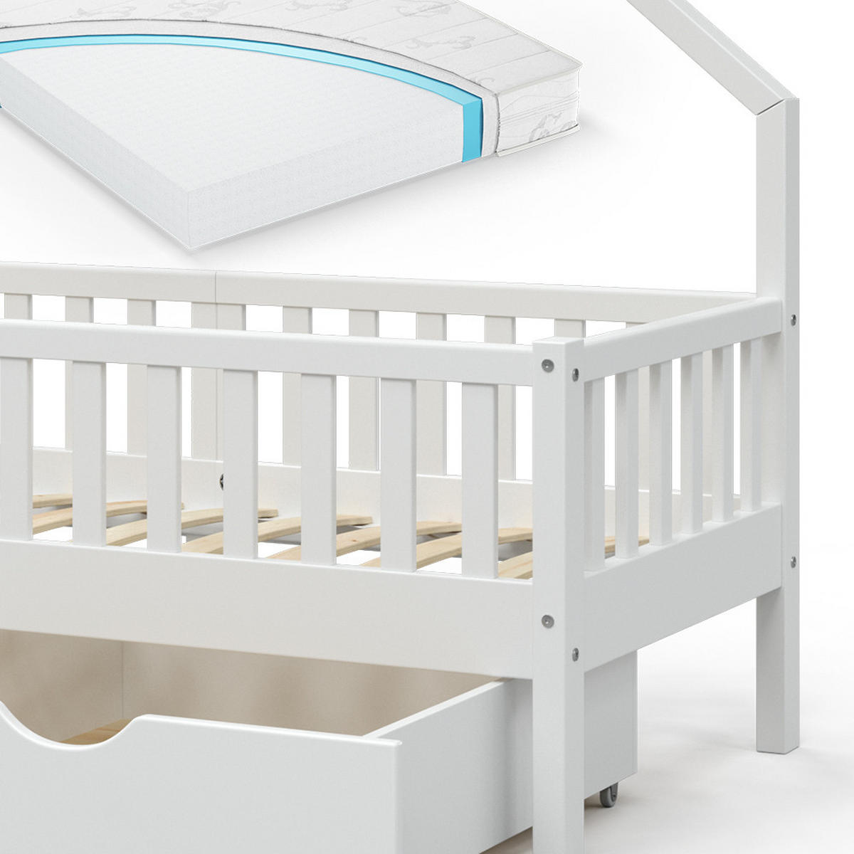 DOMEČKOVÁ POSTEL Noemi Bílá - bílá, dřevo (80/160cm) - VitaliSpa