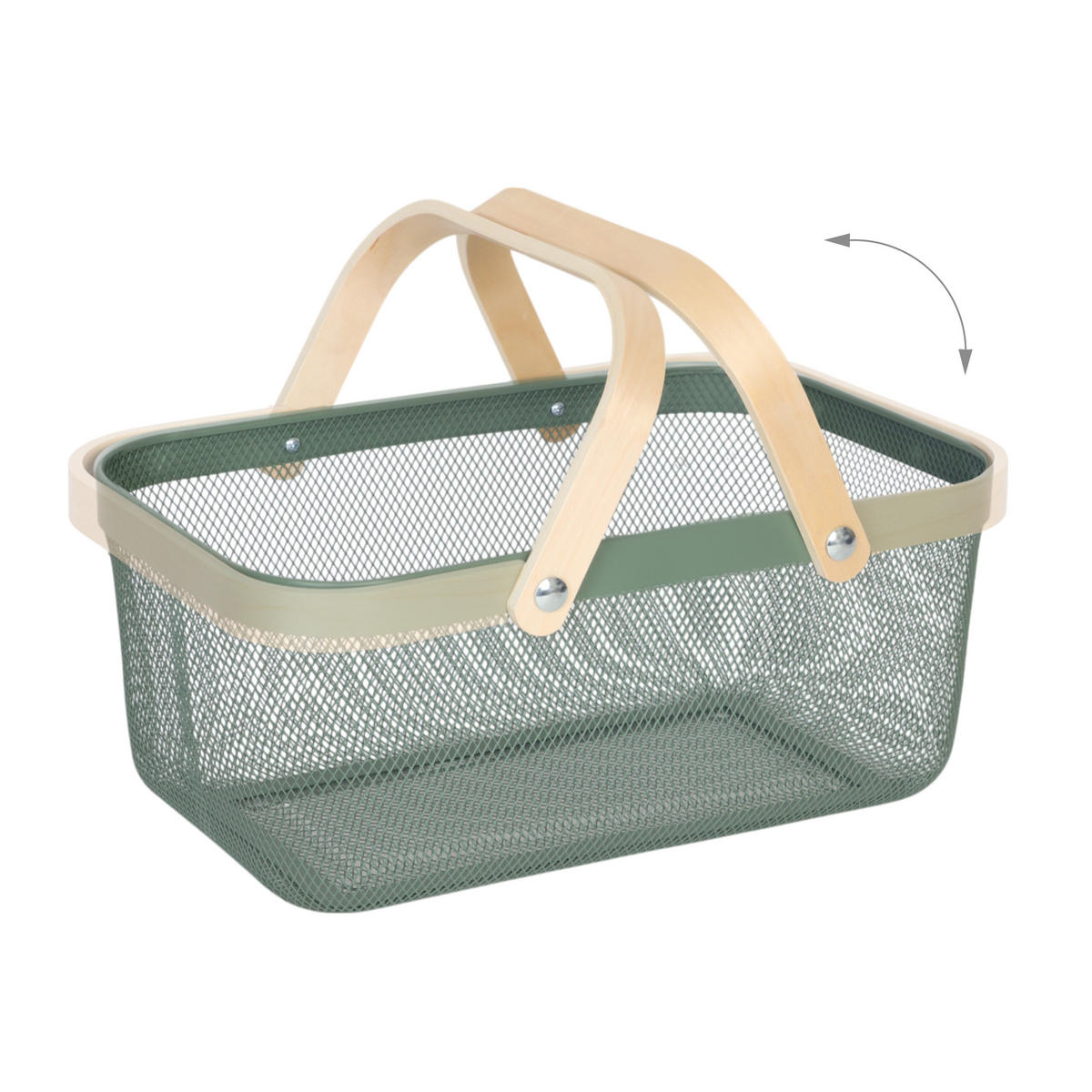 DRAHTKORB - Türkis, Holz/Metall (43/17.5/27cm) - Relaxdays