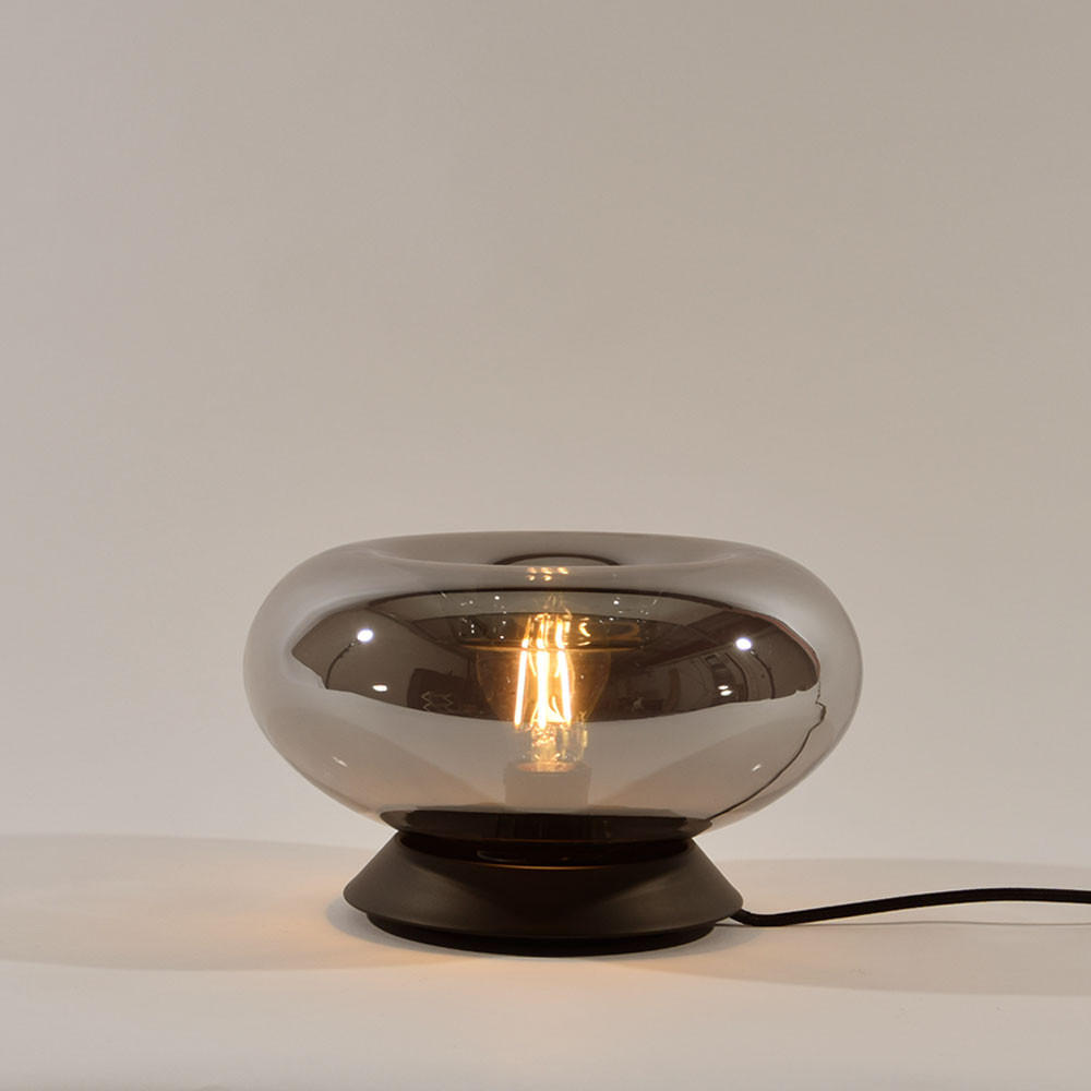 TISCHLAMPE Cruet Rauch Low (Flach) - Anthrazit, Glas (28/28/14cm) - s.luce