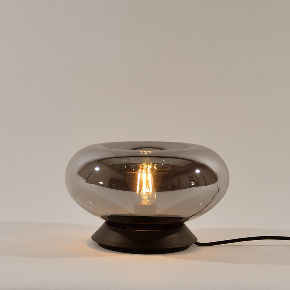 TISCHLAMPE Cruet Rauch Low (Flach) - Anthrazit, Glas (28/28/14cm) - s.luce