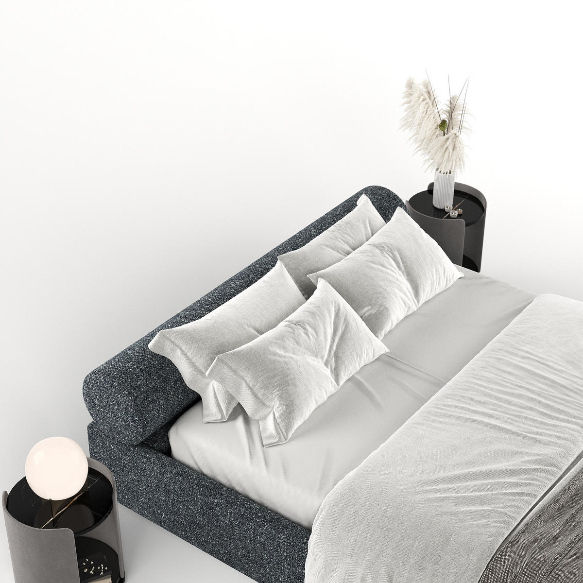 POLSTERBETT Solvo mit Stauraum 180/200 cm Grau im Blur Stoff - Schwarz/Naturfarben, Holz/Holzwerkstoff (180/200cm) - AltaBeds
