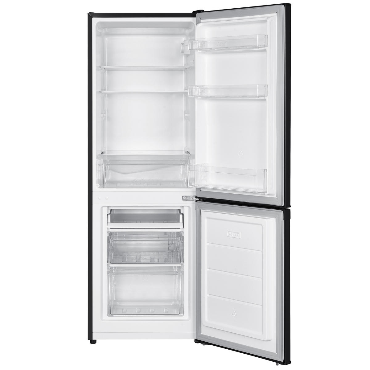 KÜHL-GEFRIER-KOMBINATION, freistehend, 173 Liter Nutzinhalt, 4-Sterne Gefrieren, Höhe 142,5 cm, 40 dB, Kühlschrank mit Gefrierfach groß, CFS1110-B - Schwarz, Glas/Kunststoff (49.5/142.5/56cm) - homeX