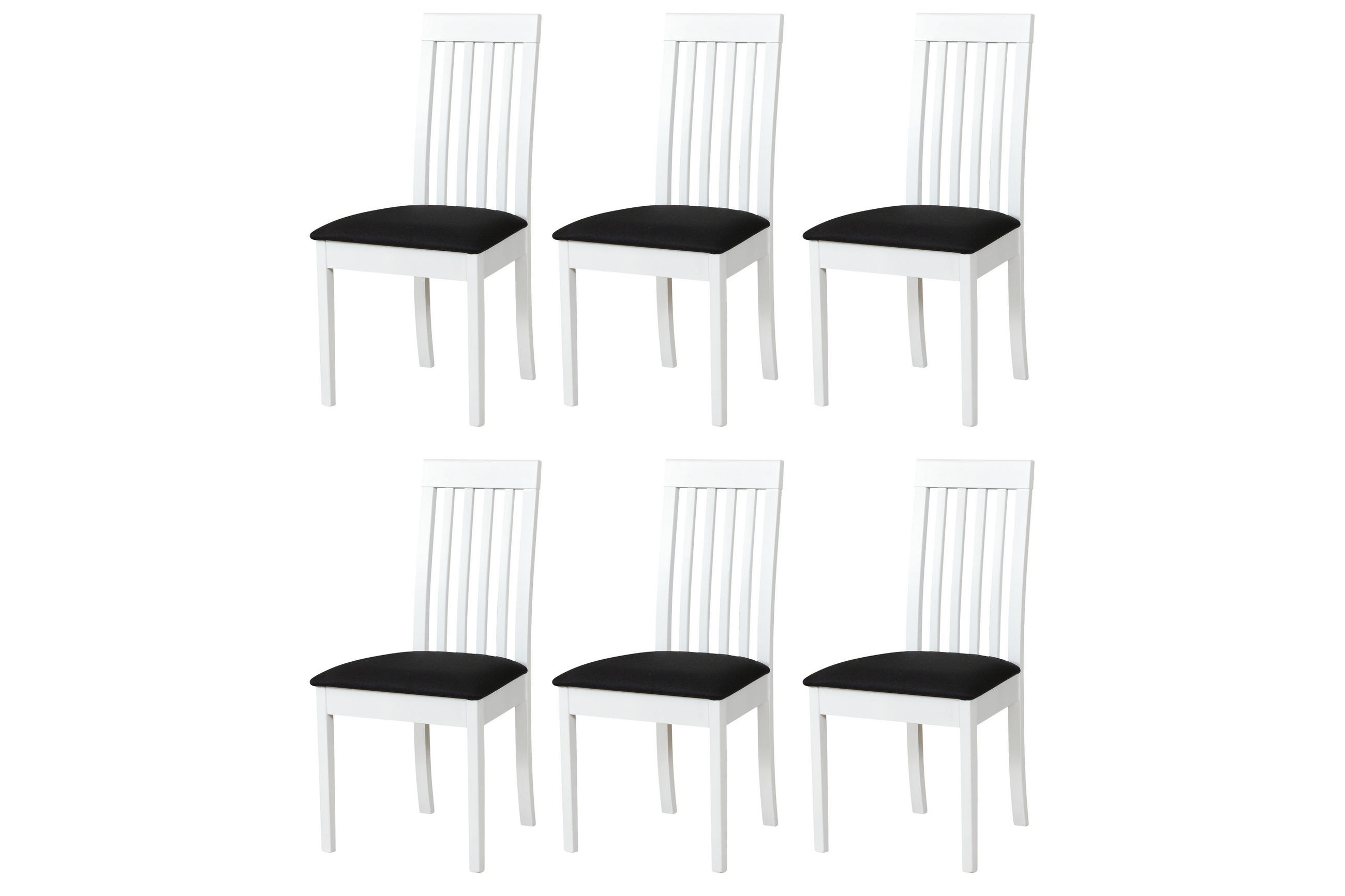 STUHL Roma 9 (6er Set) - Schwarz/Weiß, Holz (47/96/43cm) - Leaf Design
