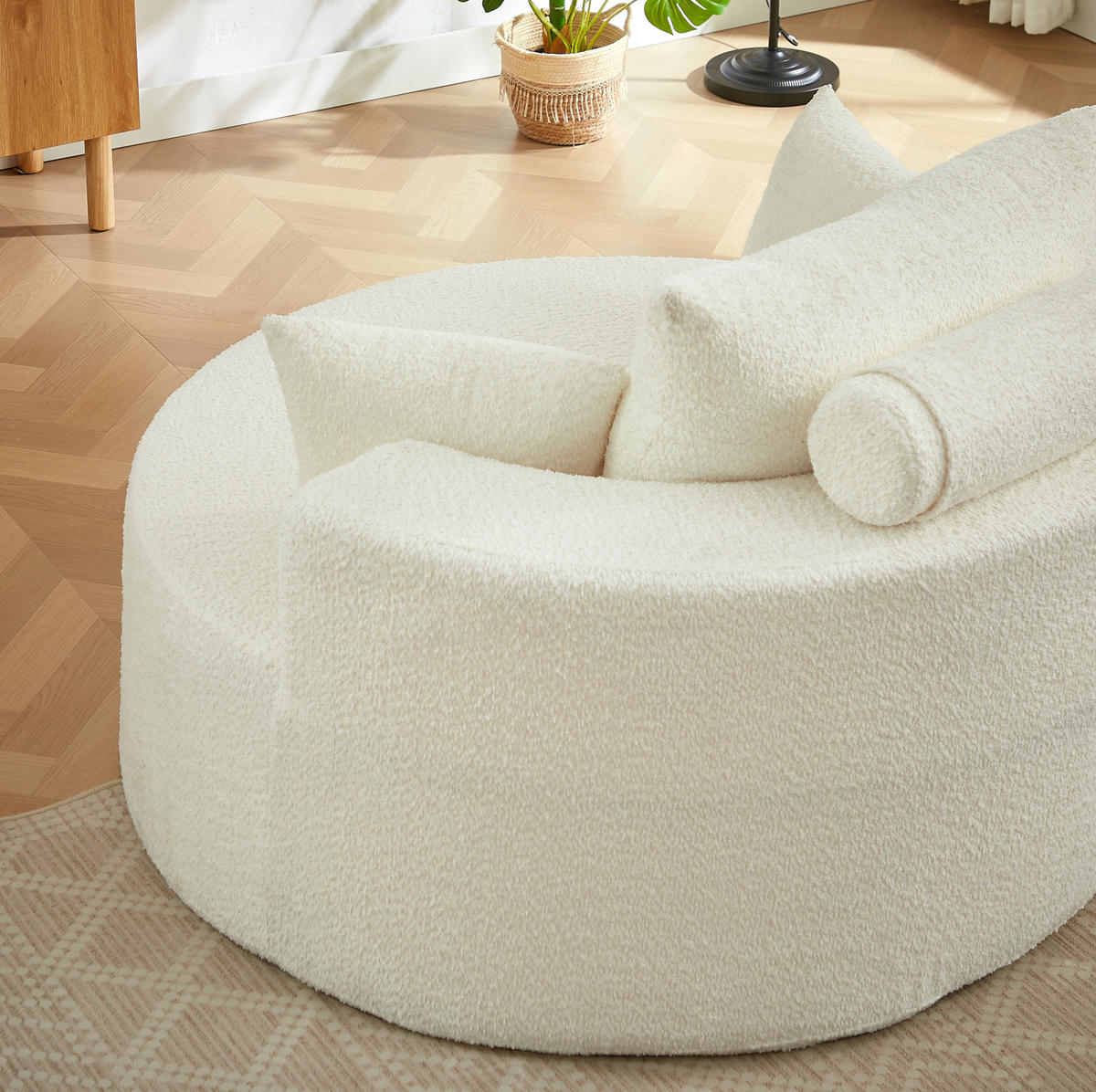 SESSEL ohne Montage mit Rückenkissen und zylindrischem Kopfkissen, Beige - Beige, Textil (127/85/127cm) - Redom