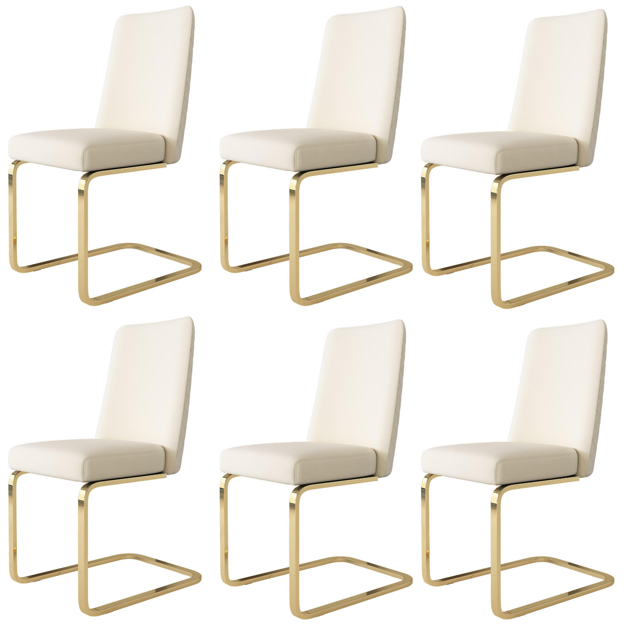 ESSZIMMERSTUHL 6er Set Samt Diamant Beige Gold Metallbeine - Beige, Textil (49.5/91/46cm) - FLIEKS