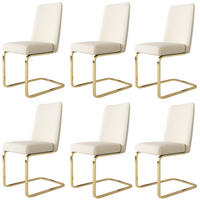 ESSZIMMERSTUHL 6er Set Samt Diamant Beige Gold Metallbeine - Beige, Textil (49.5/91/46cm) - FLIEKS