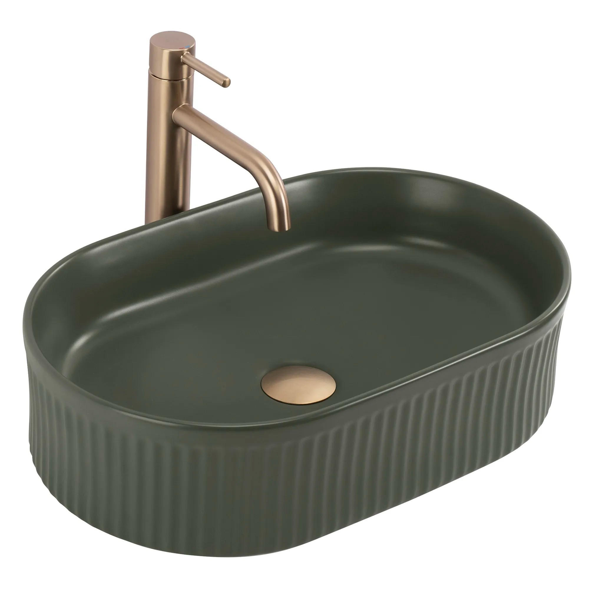 AUFSATZWASCHBECKEN Rea Vanda Olive Matt - Grün, Keramik (31/13/49cm) - REA