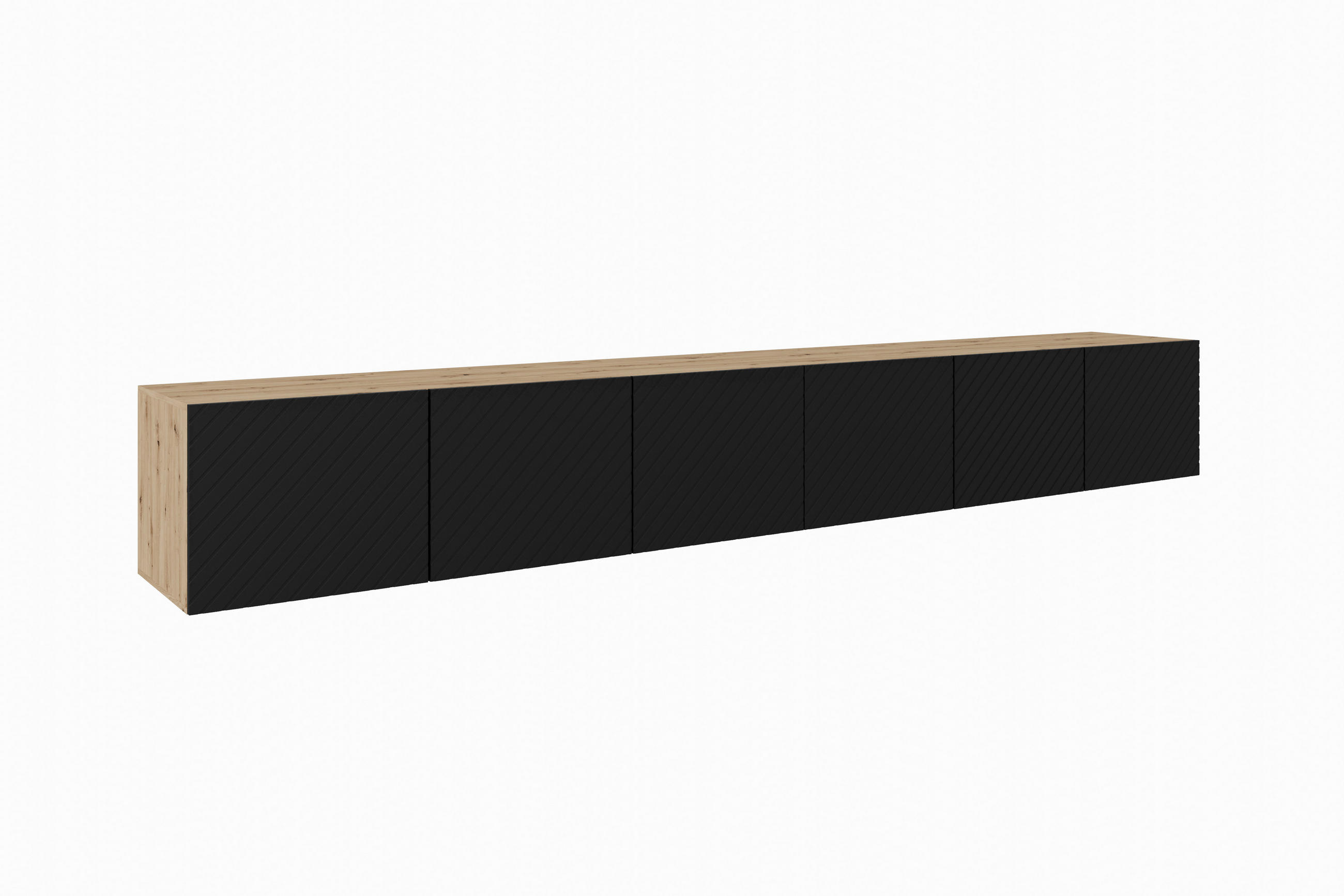 Meblini Tv-Schrank Eiche Artisan, Schwarz 300x41x40 cm