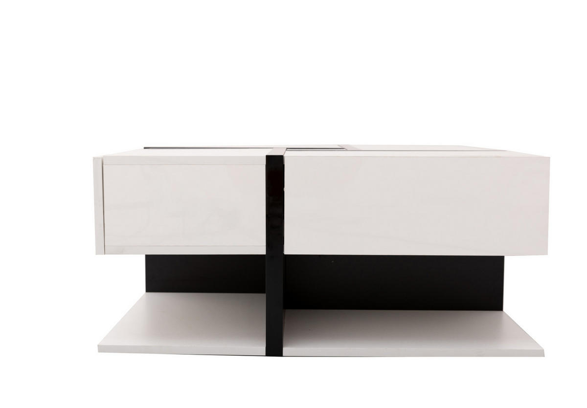 COUCHTISCH aus Spanplatte 78x78x36 cm in Weiß mit 4 Schubladen - Weiß, Holzwerkstoff (78/78/36cm) - Modfu
