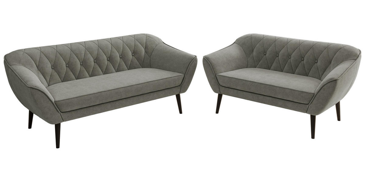SEDACIA ZOSTAVA 3+2 PIRS - Sivá Štruktúrovaná látka - Čierne nohy - čierna/sivá, kompozitné drevo/textil (180/75/74cm) - MKS