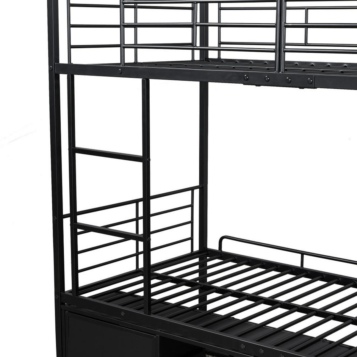 ETAGENBETT 90x200cm in Schwarz Metall mit Fallschutzgitter - Schwarz, Metall (90/200cm) - KOMHTOM