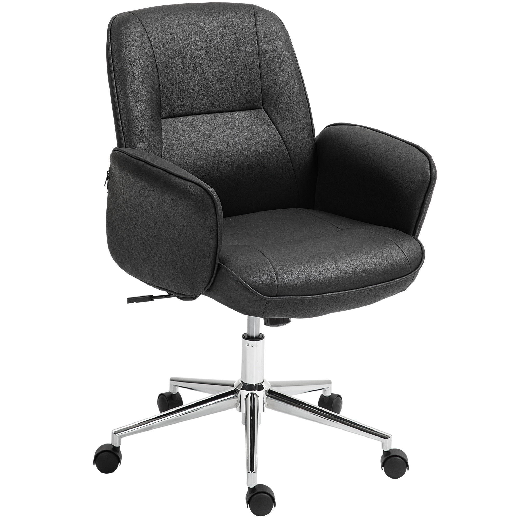 BÜROSTUHL Schreibtischstuhl höhenverstellbarer Drehstuhl Mikrofaser Schwarz - Schwarz, Kunststoff (69/102/67cm) - Vinsetto