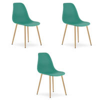 ESSZIMMERSTUHL 3-er Set KALEO grüner Sitz, natürliche Beine - Naturfarben/Grün, Kunststoff (46/84/51cm) - Valora