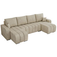 WOHNLANDSCHAFT KIRASSO U Beige Velvet - Beige/Grau, Textil/Metall (320/86/147cm) - MKS