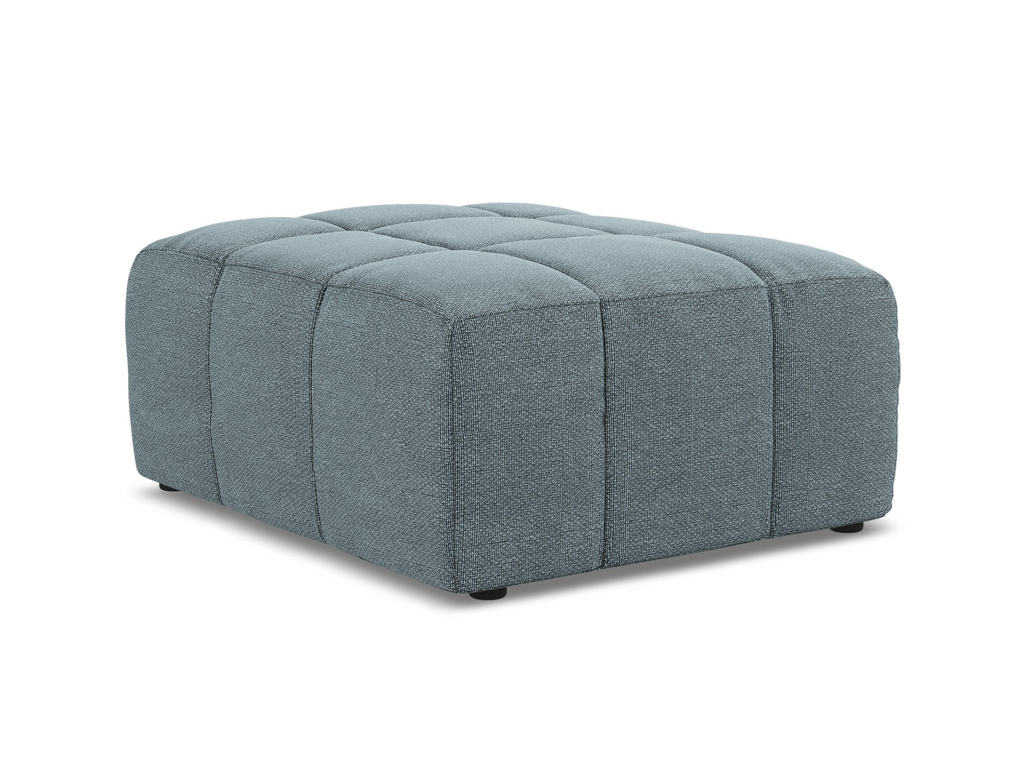 POUF Bouclé Stoff Blau - Blaugrau/Schwarz, Holzwerkstoff/Kunststoff (75/41/90cm) - Makamii