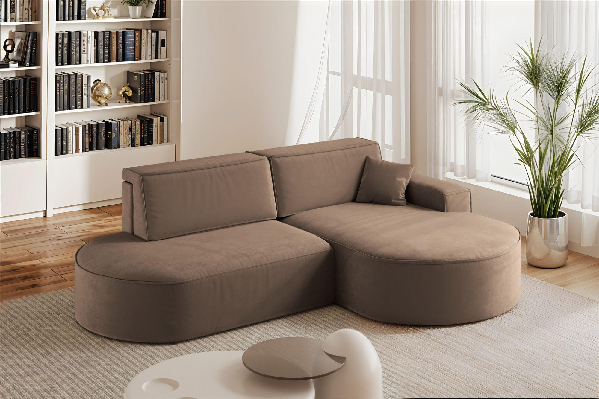 ECKSOFA Venedig Mit Schlaffunktion - Braun, Holzwerkstoff/Textil (278/179cm) - Fun Möbel