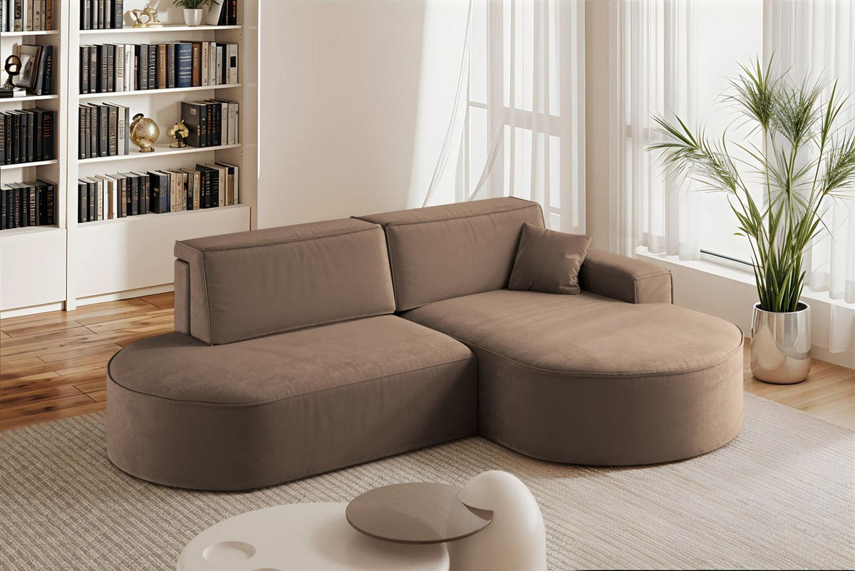 ECKSOFA Venedig Mit Schlaffunktion - Braun, Holzwerkstoff/Textil (278/179cm) - Fun Möbel